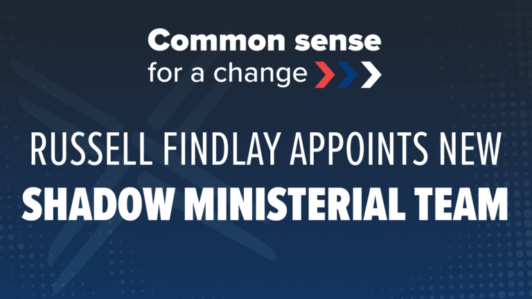 Graphic reading, "Russell Findlay appoints new shadow ministerial team."